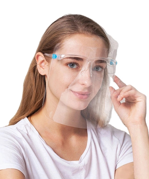 Face shield with glasses frame