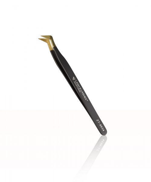 Pro-Volume Eyelash Tweezers #ZT-9634 (Black, Gold tip)