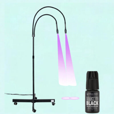 Duplafejes UV / LED Lámpa Állítható Fókusszal+ Back-To Black UV/LED Fekete Szempillaragasztó