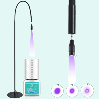UV / LED Lámpa Állítható Fókusszal + Kék UV / LED Szempillaragasztó 3 ml.