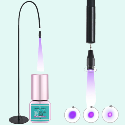 UV / LED Lámpa Állítható Fókusszal + Lila UV / LED Szempillaragasztó 3 ml.