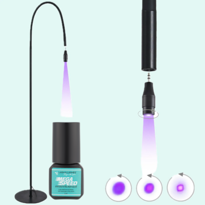 UV / LED Lámpa Állítható Fókusszal + Mega Speed UV / LED Szempillaragasztó 3 ml.
