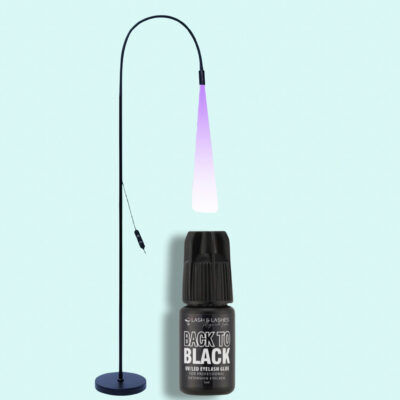 UV LED Lámpa Állítható Fényerővel Szempillaragasztóhoz + Back-To Black UV/LED Fekete Szempillaragasztó