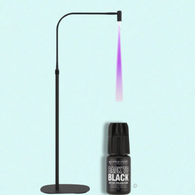 Forgatható Fejű UV / LED Lámpa Állítható Fényerővel és Fókusszal + Back-To Black UV/LED Fekete Szempillaragasztó 3ml.